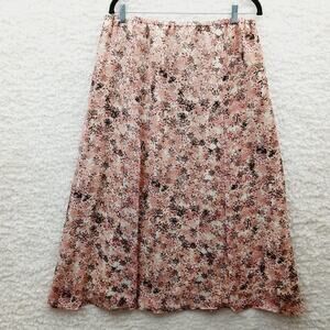 Skirt Maxi Norton McNaughton Pink Fern Floral Soft Girl Cottagecore Bloom Size L